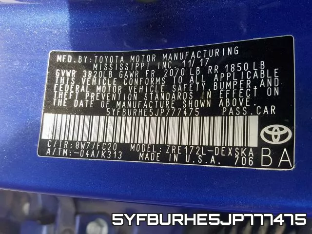 5YFBURHE5JP777475 фото 2