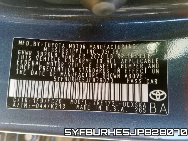 5YFBURHE5JP828070 фото 2