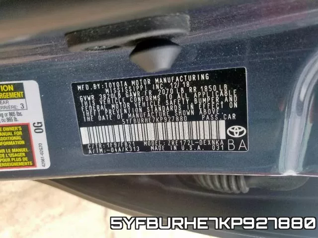 5YFBURHE7KP927880 фото 2