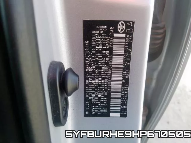 5YFBURHE9HP670505 фото 2