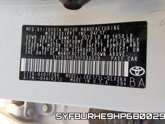 5YFBURHE9HP680029 фото 2