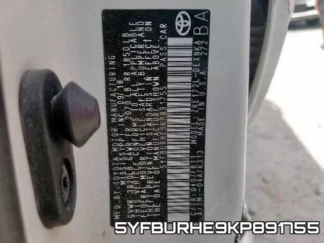 5YFBURHE9KP891755 фото 2