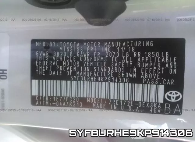 5YFBURHE9KP914306 фото 10