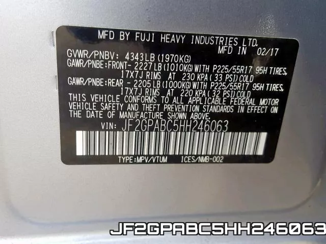 JF2GPABC5HH246063 фото 2