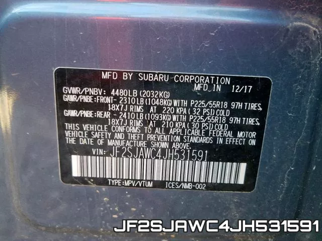 JF2SJAWC4JH531591 фото 2