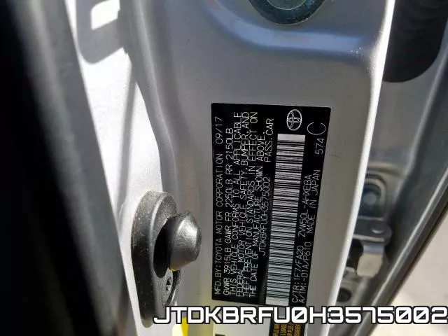 JTDKBRFU0H3575002 фото 2