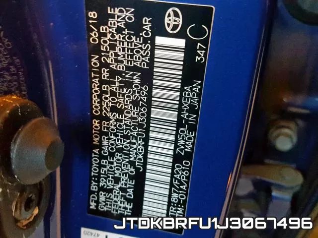 JTDKBRFU1J3067496 фото 2