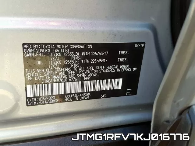 JTMG1RFV7KJ016776 фото 2