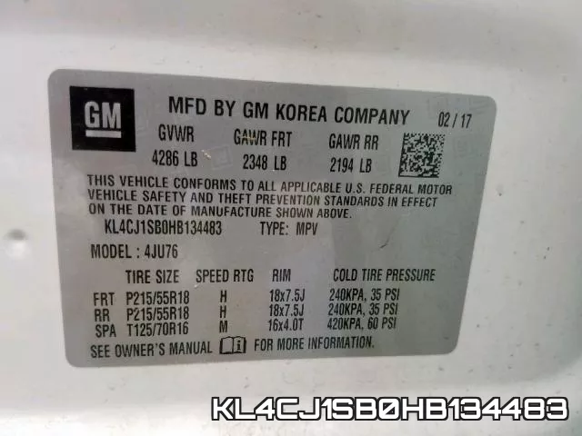 KL4CJ1SB0HB134483 фото 2