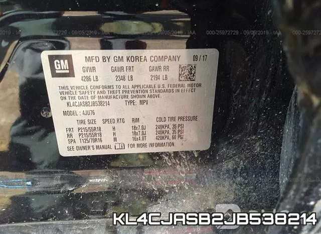 KL4CJASB2JB538214 фото 10