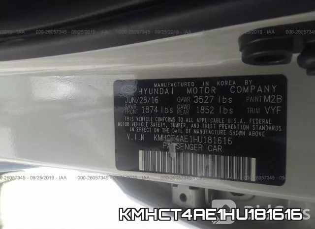 KMHCT4AE1HU181616 фото 9