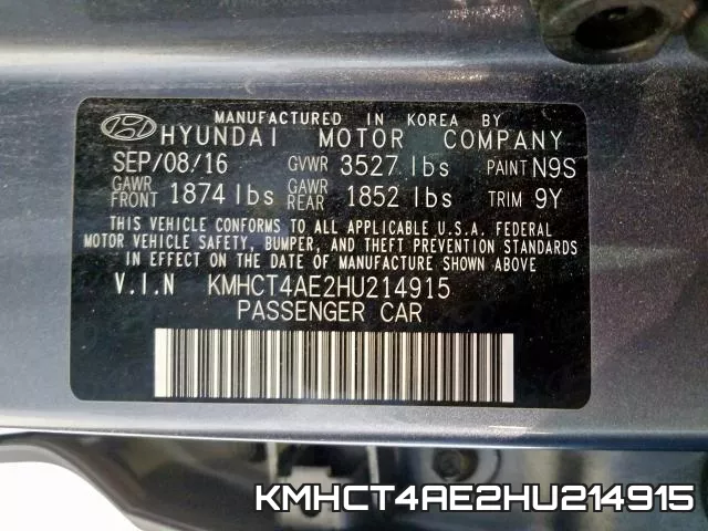 KMHCT4AE2HU214915 фото 2