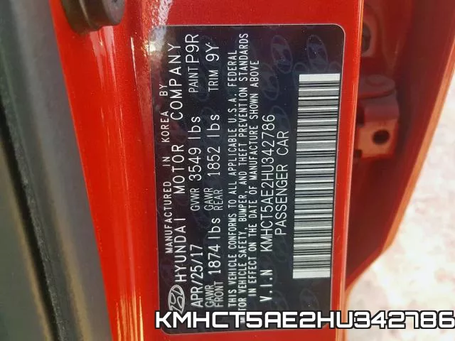 KMHCT5AE2HU342786 фото 2