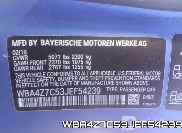 WBA4Z7C53JEF54239 фото 9