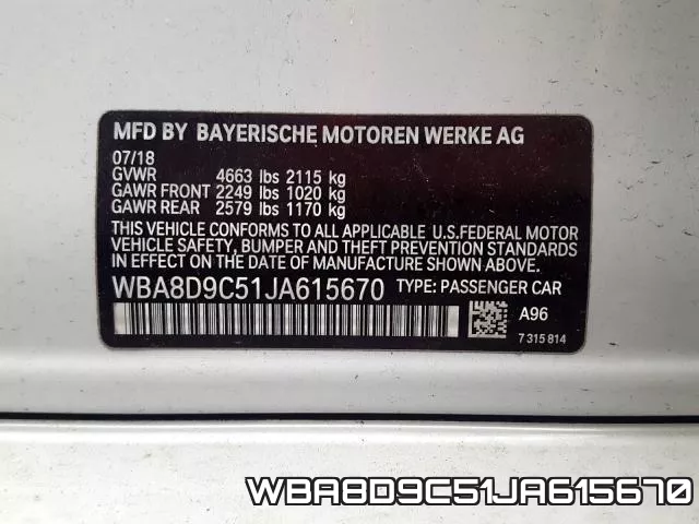 WBA8D9C51JA615670 фото 2