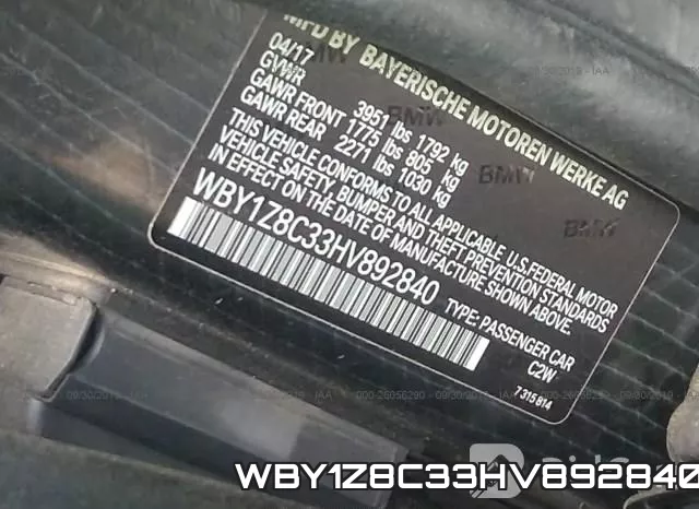WBY1Z8C33HV892840 фото 6