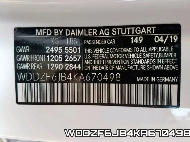 WDDZF6JB4KA670498 фото 2