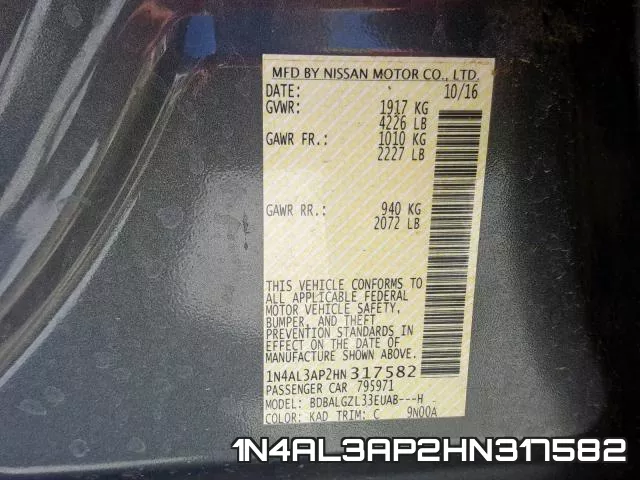 1N4AL3AP2HN317582 фото 2