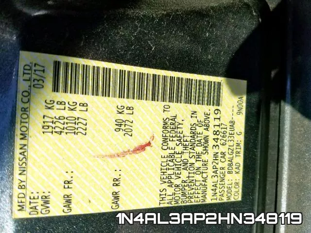 1N4AL3AP2HN348119 фото 2