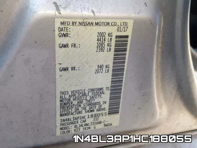 1N4BL3AP1HC188055 фото 2