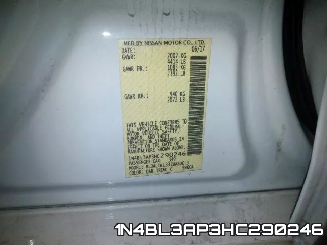 1N4BL3AP3HC290246 фото 2