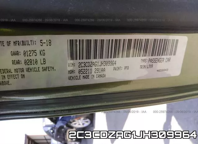 2C3CDZAG1JH309964 фото 9