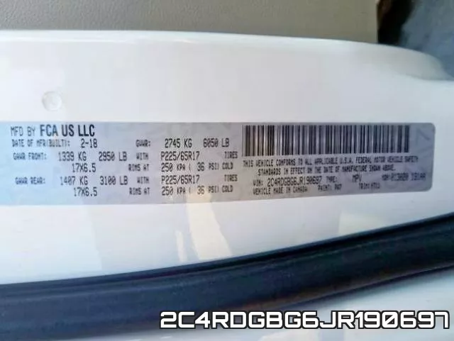 2C4RDGBG6JR190697 фото 2