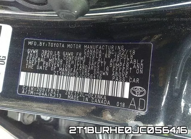 2T1BURHE0JC056416 фото 10