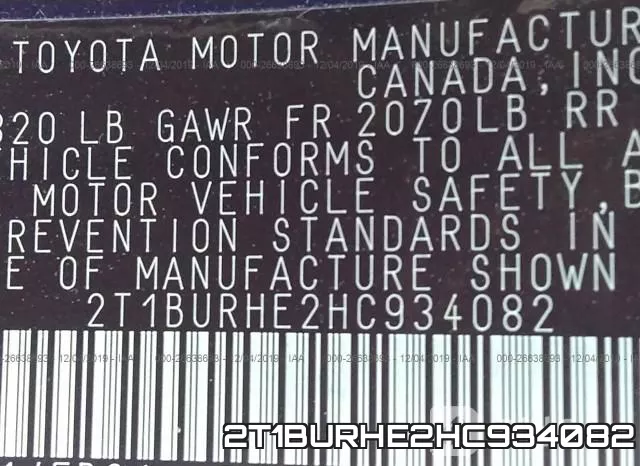 2T1BURHE2HC934082 фото 9