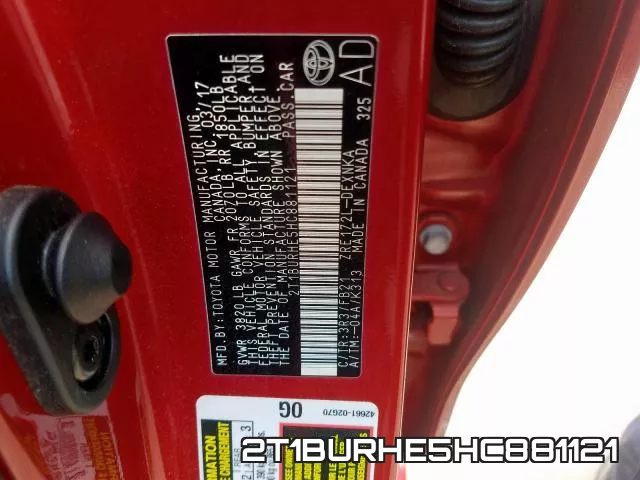 2T1BURHE5HC881121 фото 2