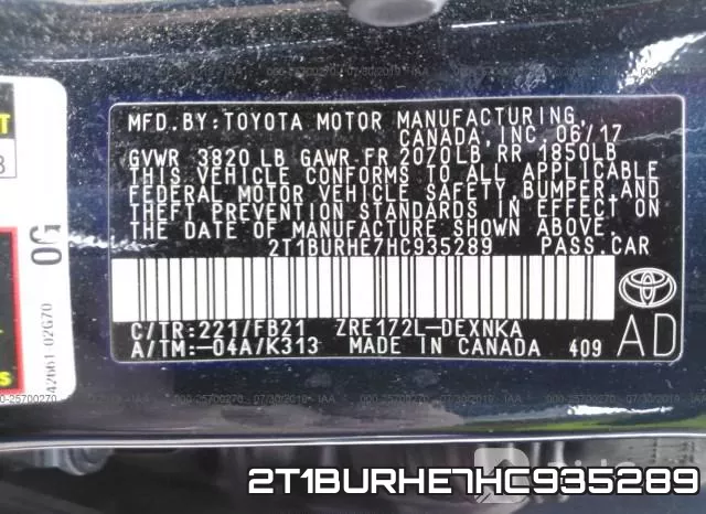 2T1BURHE7HC935289 фото 9
