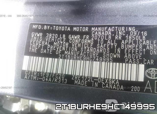 2T1BURHE9HC749995 фото 9