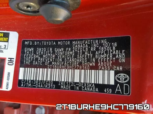 2T1BURHE9HC779160 фото 2