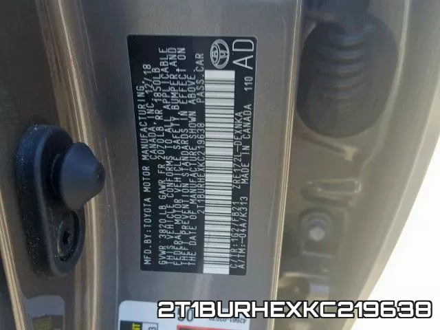 2T1BURHEXKC219638 фото 2