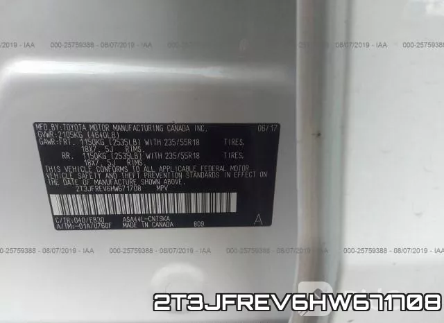 2T3JFREV6HW671708 фото 6