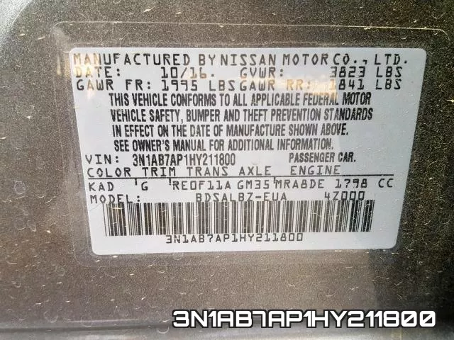 3N1AB7AP1HY211800 фото 2