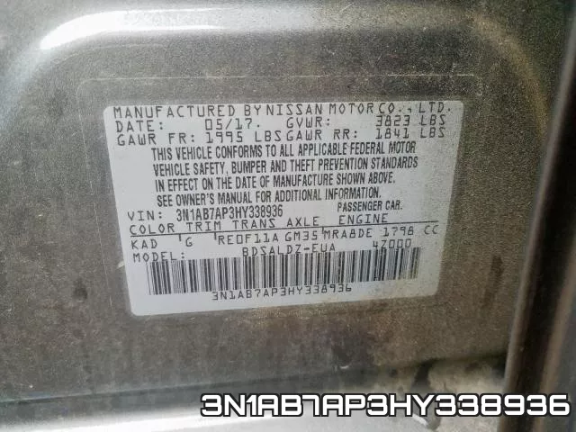 3N1AB7AP3HY338936 фото 2