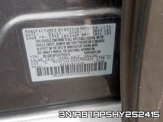 3N1AB7AP5HY252415 фото 2