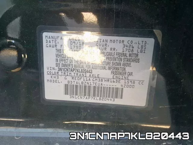 3N1CN7AP7KL820443 фото 2