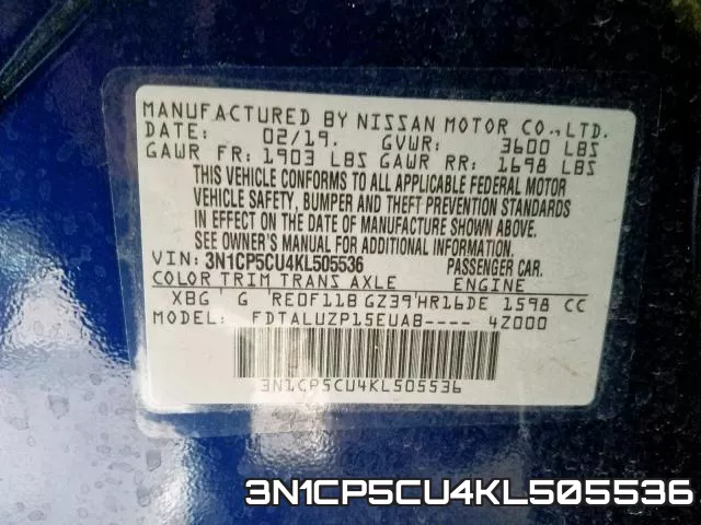 3N1CP5CU4KL505536 фото 2