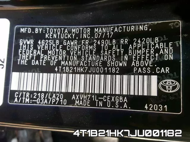 4T1B21HK7JU001182 фото 2