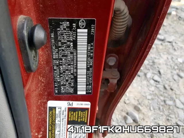 4T1BF1FK0HU669827 фото 2