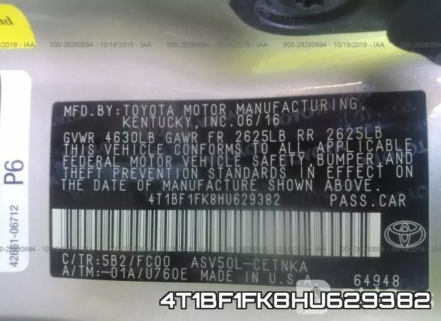 4T1BF1FK8HU629382 фото 9