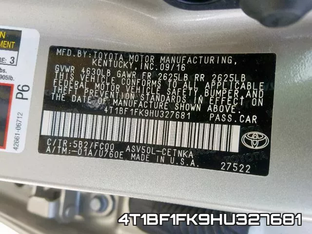 4T1BF1FK9HU327681 фото 2