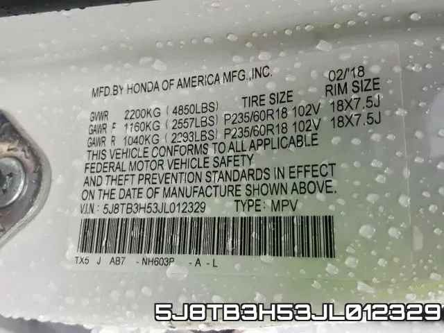 5J8TB3H53JL012329 фото 2