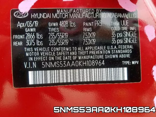 5NMS53AA0KH108964 фото 2