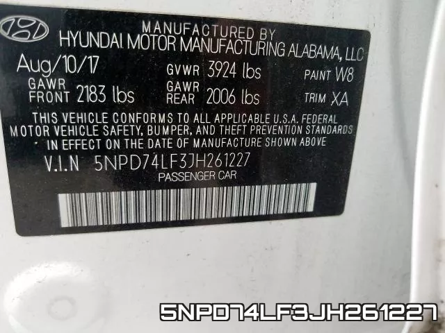 5NPD74LF3JH261227 фото 2