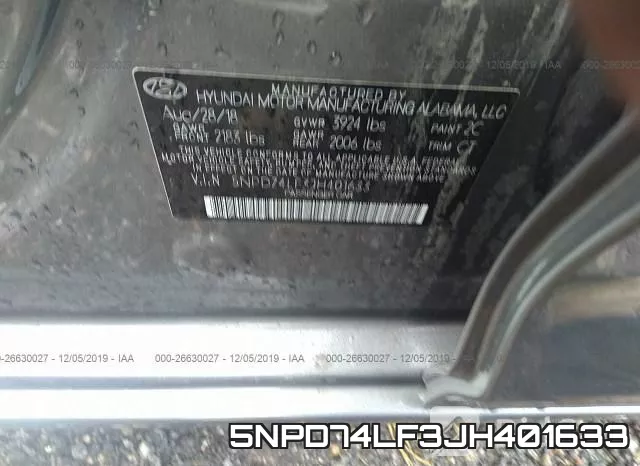 5NPD74LF3JH401633 фото 9