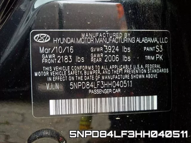 5NPD84LF3HH040511 фото 2