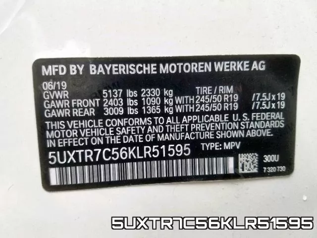 5UXTR7C56KLR51595 фото 2
